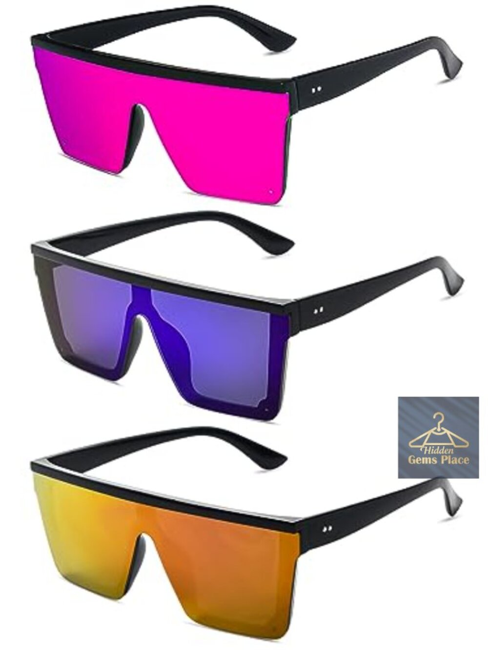 3 Pack Oversized Square Sunglasses for Women Men Large Flat Top Thick Frame Big